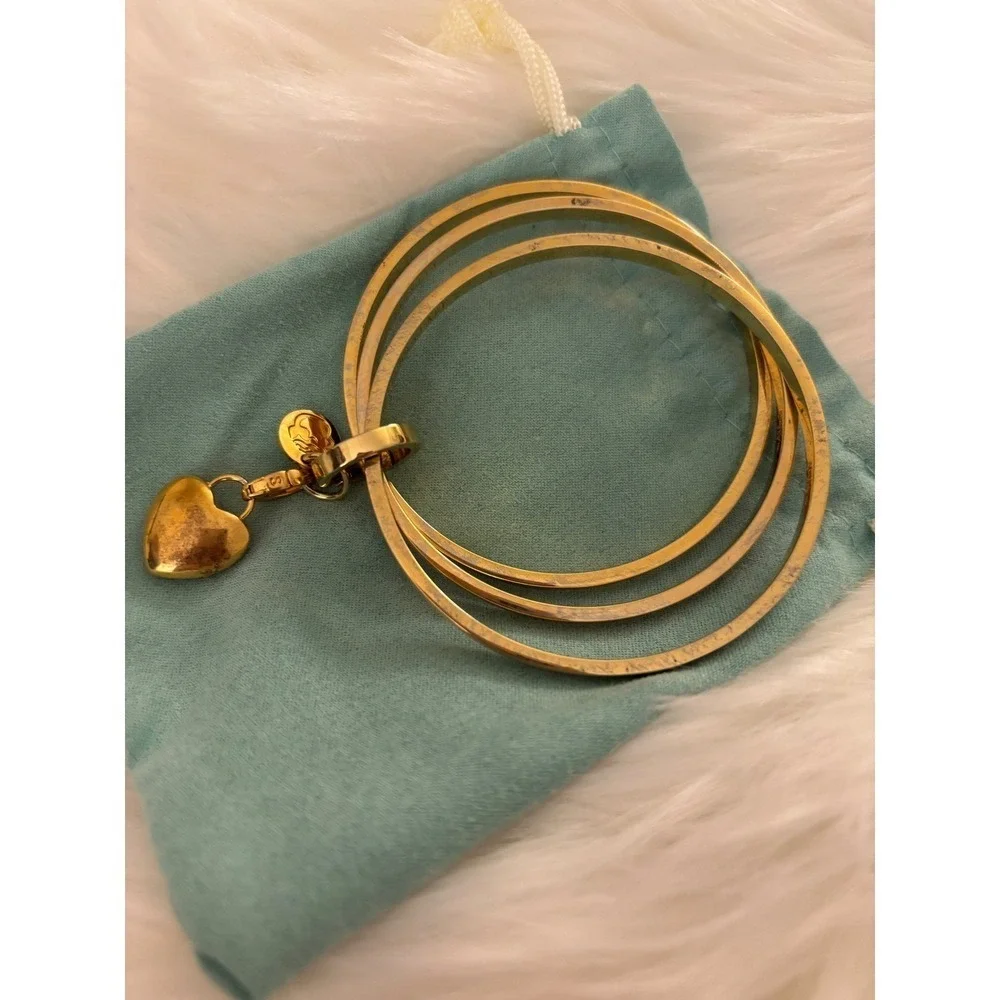 Spartina 449 Enamel Bangle Bracelet Set | 3 Stack Bangles + Pearl Heart Charm